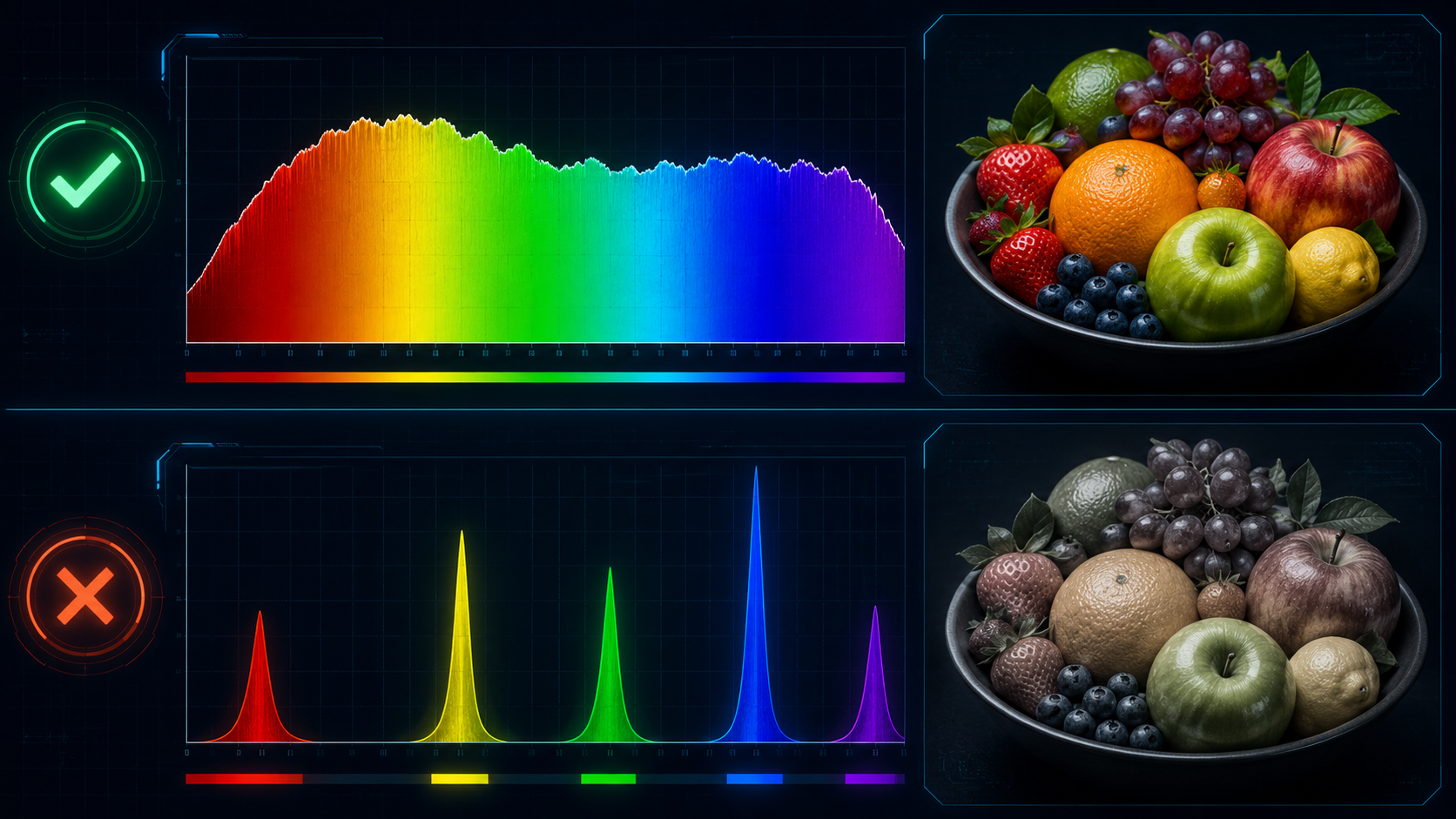 Full Spectrum vs Spiky Spectrum Espectro completo versus espectro puntiagudo